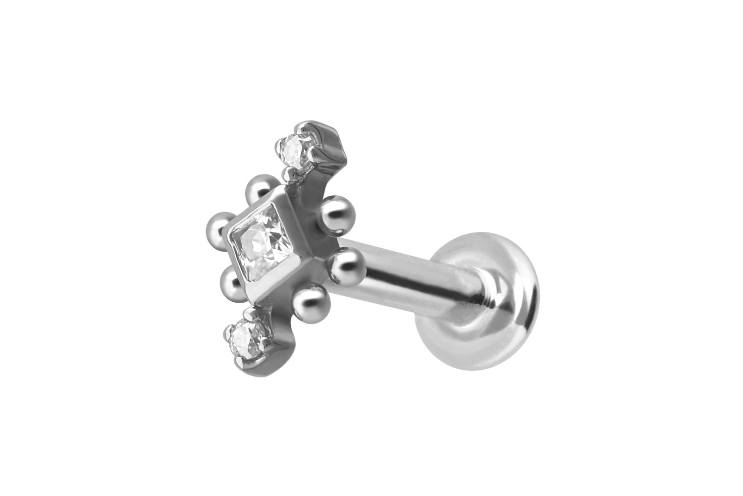 14 Karat Gold Labret Piercing mit Innengewinde 3 MOISSANITE + KUGELN